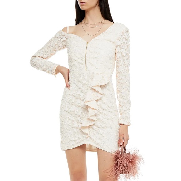 SELF-PORTRAIT Cold-shoulder ruffled sequin-embellished tulle mini dress - Picture 4 of 6